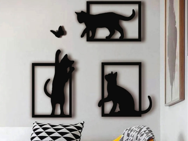 Oynayan Kediler Duvar Dekoru – Filamiko 3D baskı